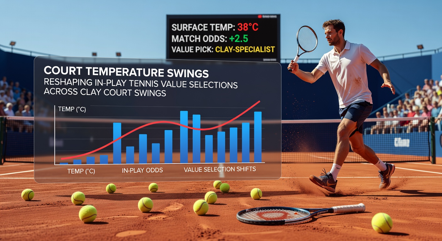 Clay court surface showing temperature variations during a professional tennis match