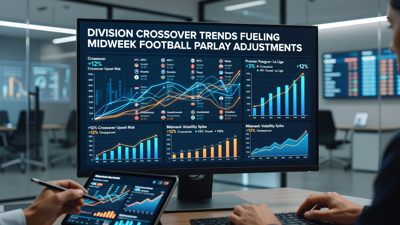 Analysis chart showing midweek football parlay adjustments based on division crossover data