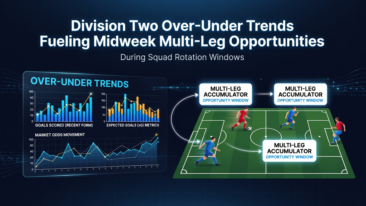 EFL League Two match action showing players in rotation during a midweek fixture with goal line graphics overlaid