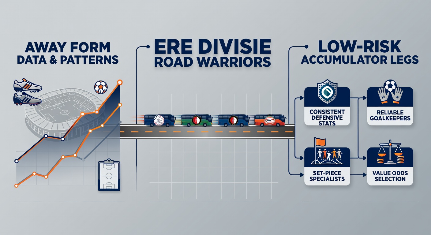 Data visualization of Eredivisie away form stats, charting win rates and points per game for top road warriors