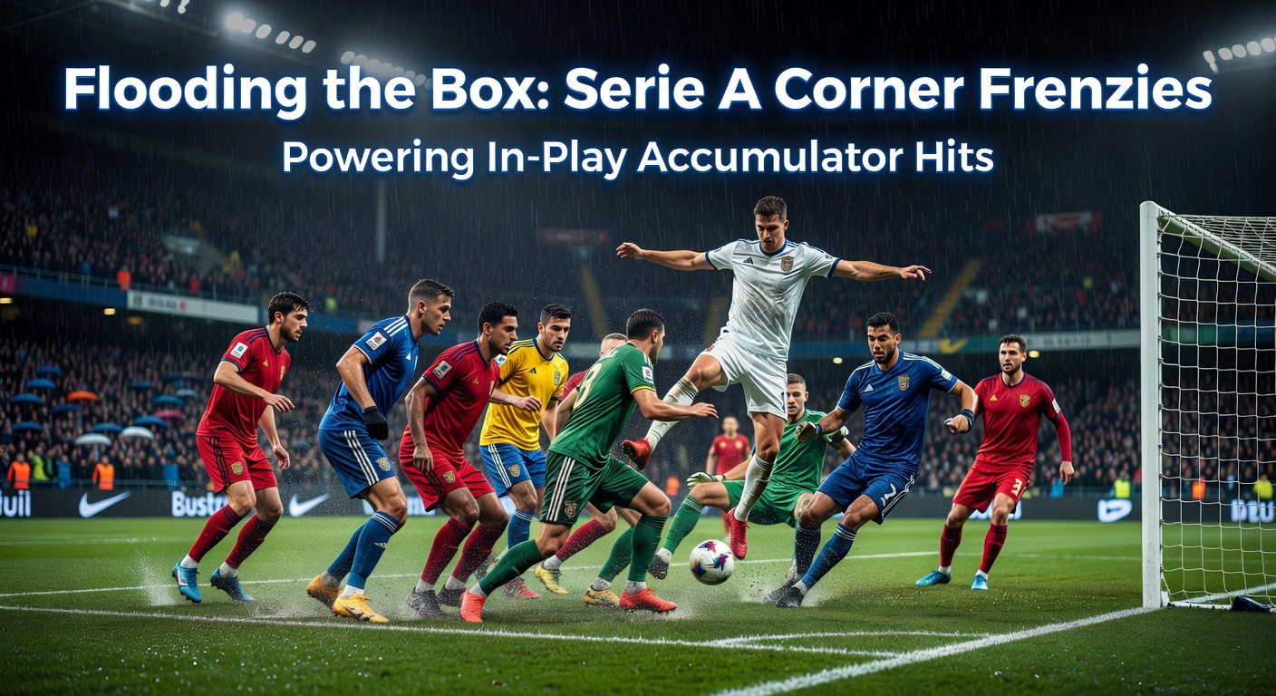 Serie A match in full swing with players crowding the corner flag amid a frenzy of set pieces