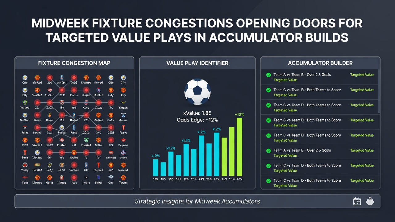 Betting slip and football schedule charts illustrating midweek congestion analysis