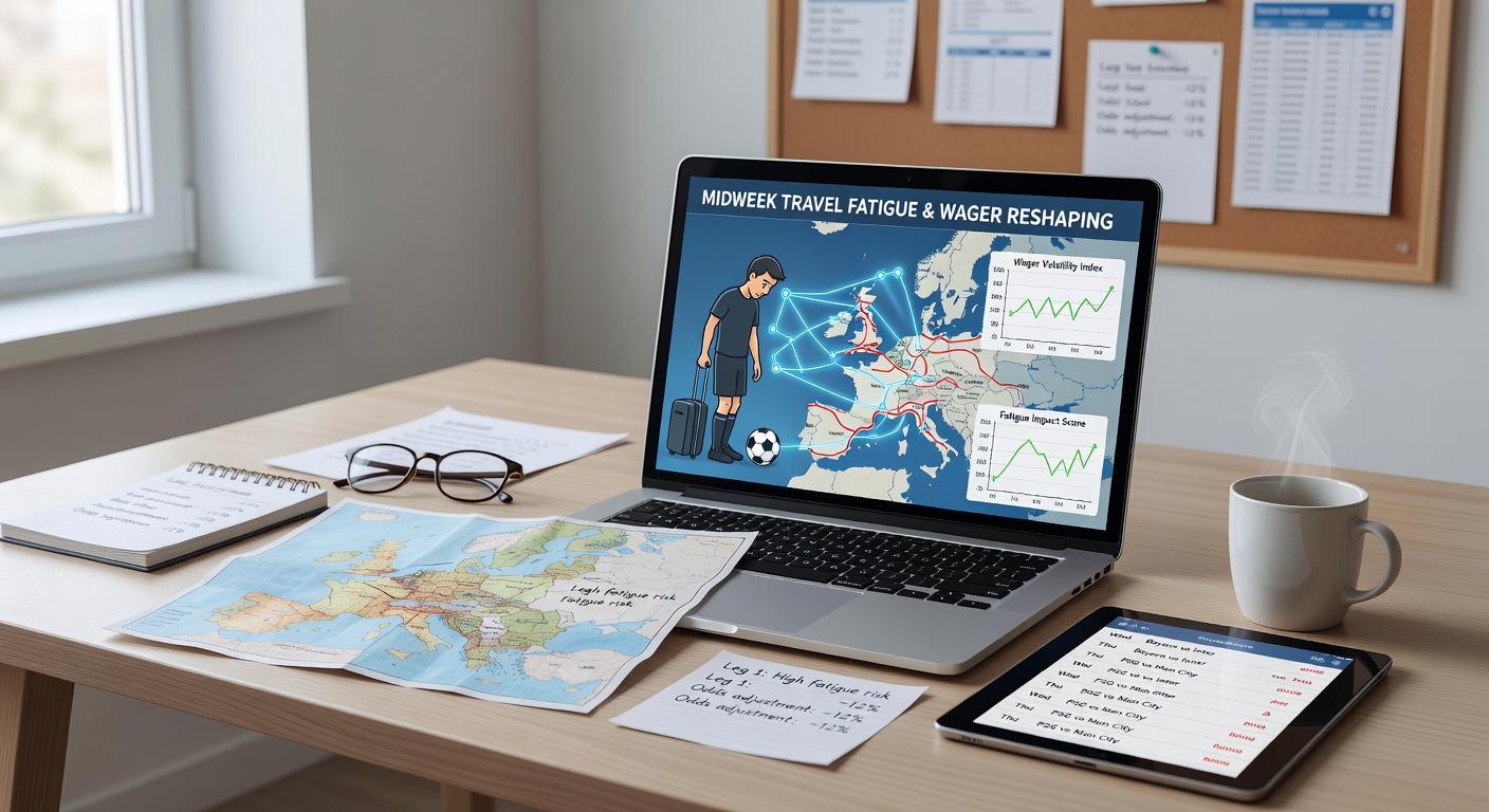Midweek travel schedules across European football leagues showing team routes and fatigue indicators