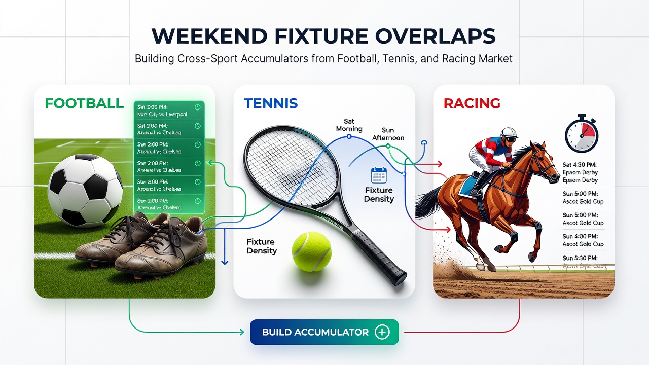 Tennis player on court during US Open with racing and football graphics overlaid